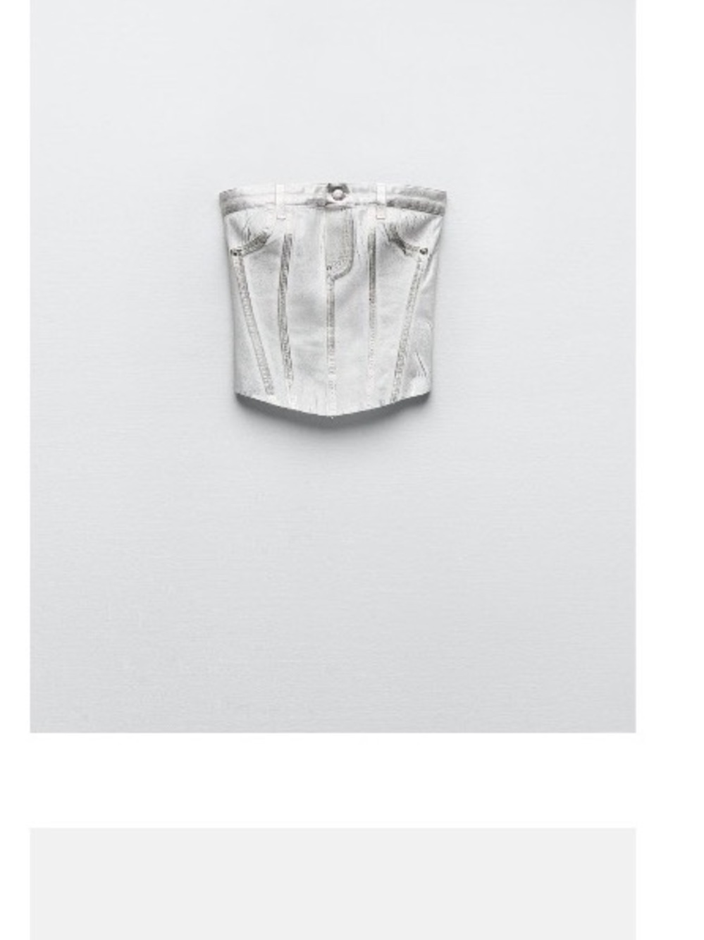 Zara White High-Waist Denim Corset Shorts